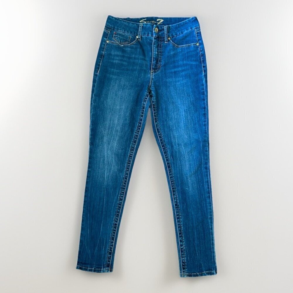 Seven 7 Tummyless High Rise Skinny Jeans Women’s Size 10 Stretch Blue Denim